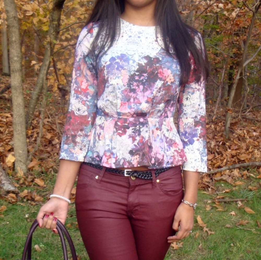 H&M Floral Peplum Top